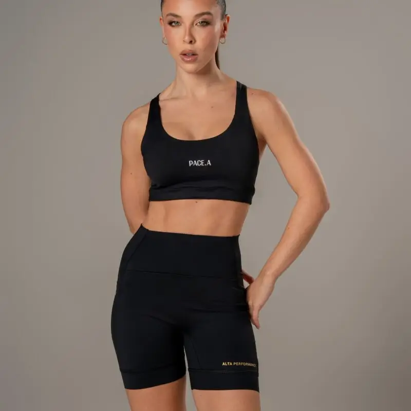 Short Alta Performance Sem costura frontal- Preto